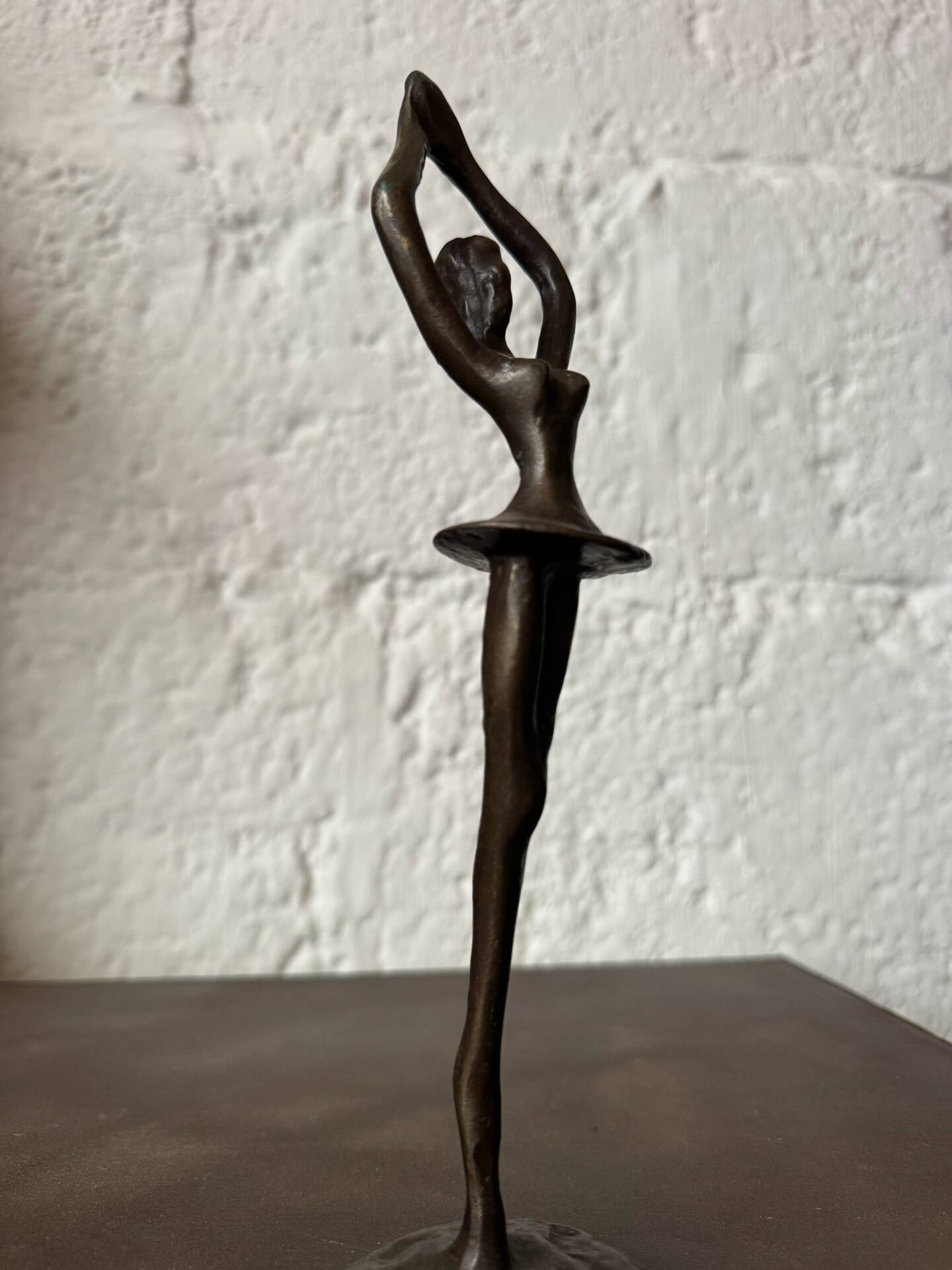 Small bronze dancer in 1980s modernist style.