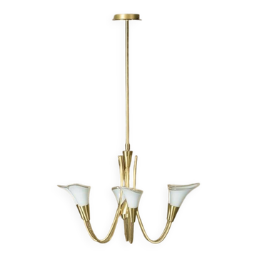 Lampe de plafond en or vintage, Italie années 1970