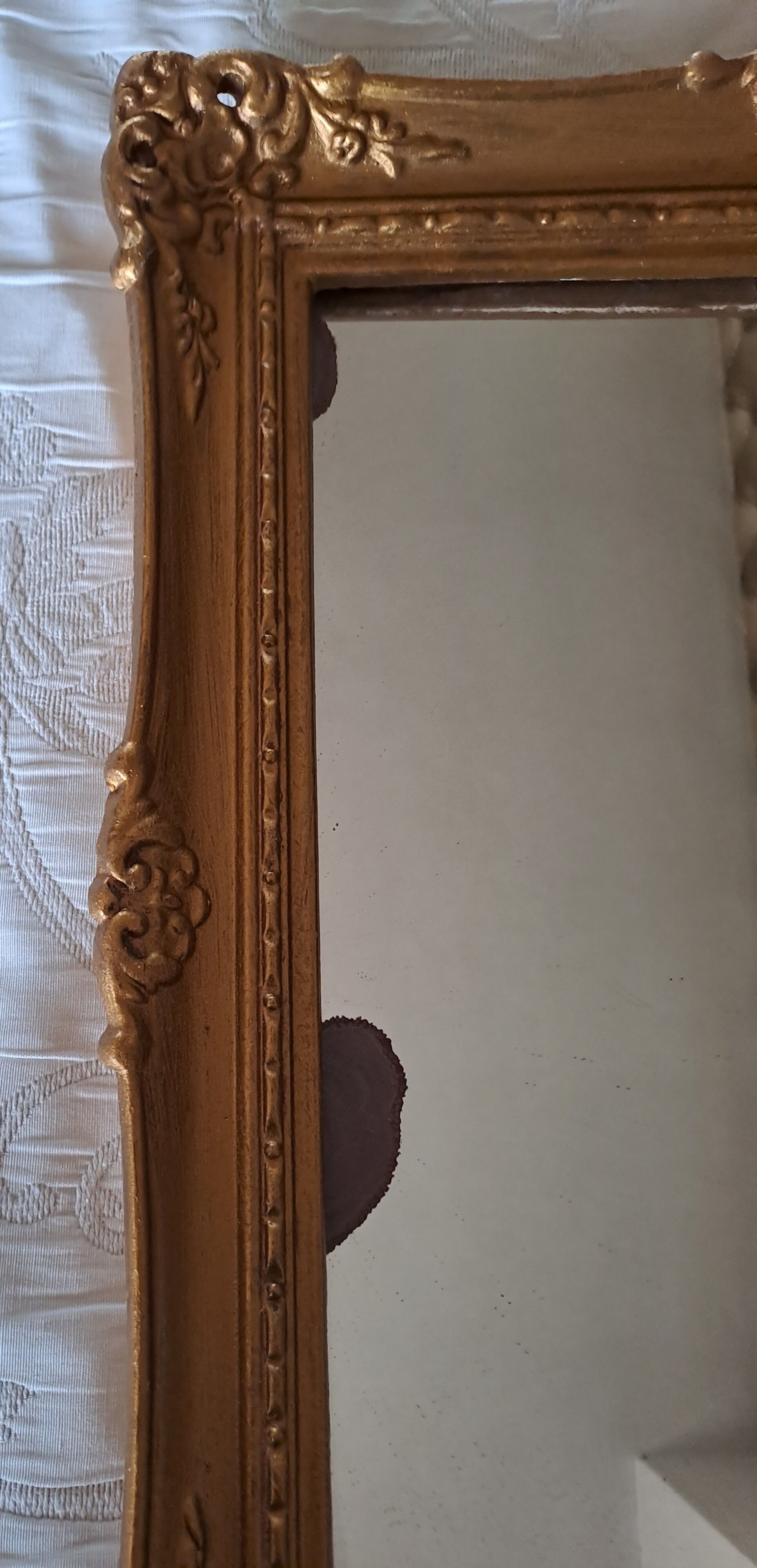 Mirror rectangular wood base and plaster moldings 1920 32x38cm