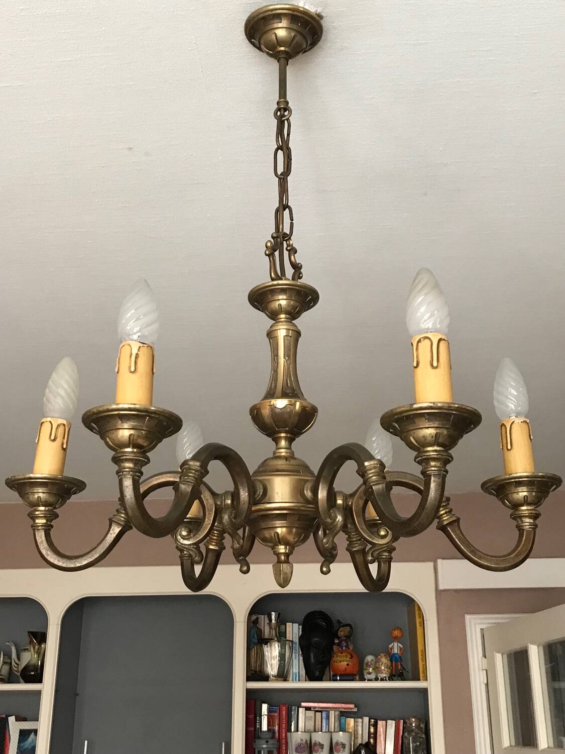 Lustre bronze 6 branches néoclassique