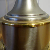 Vintage lamp, steel and brass. Pig bladder lampshade