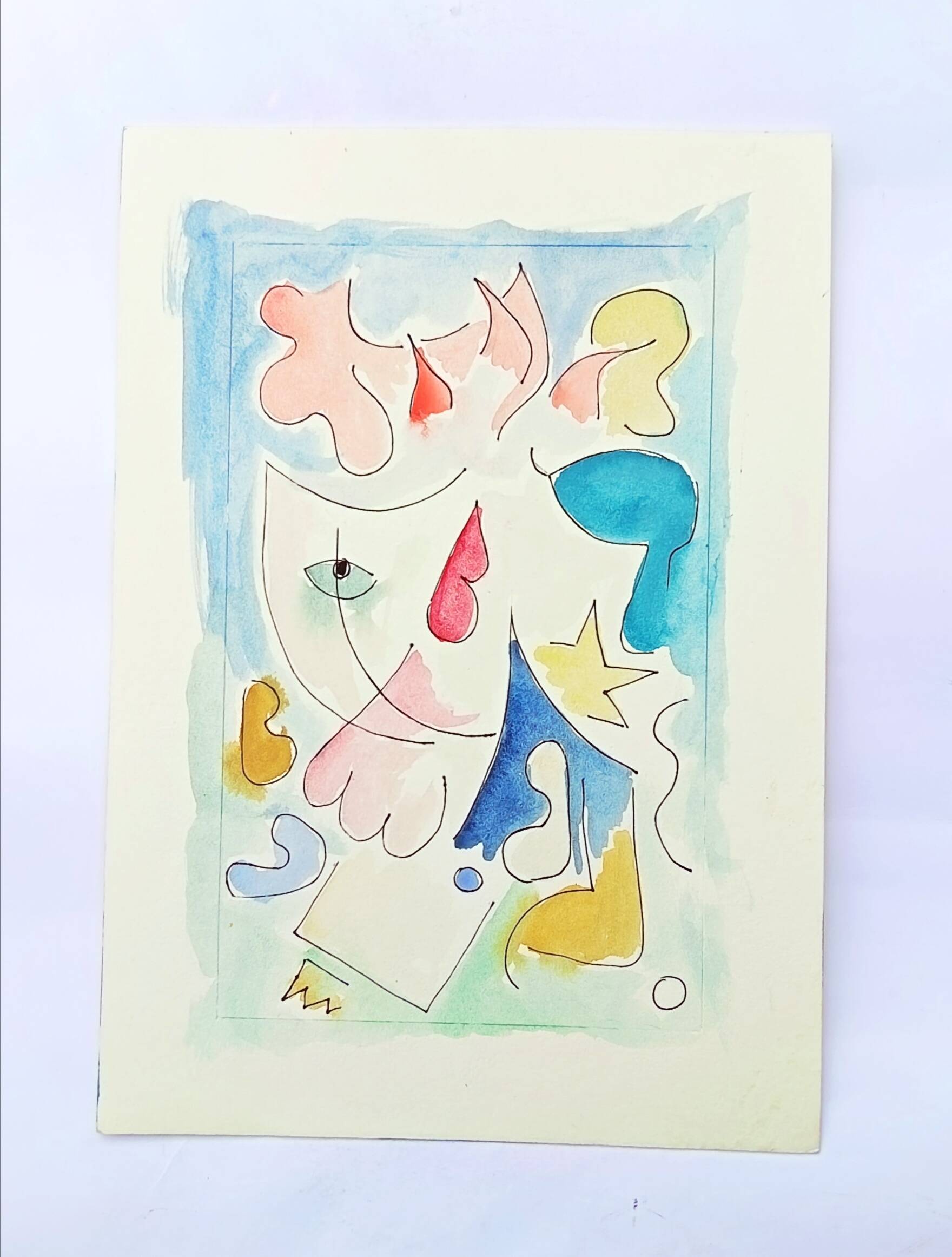 Original abstract painting – poetic composition – 24 x 34 cm