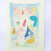 Peinture abstraite originale – composition poétique – 24 x 34 cm
