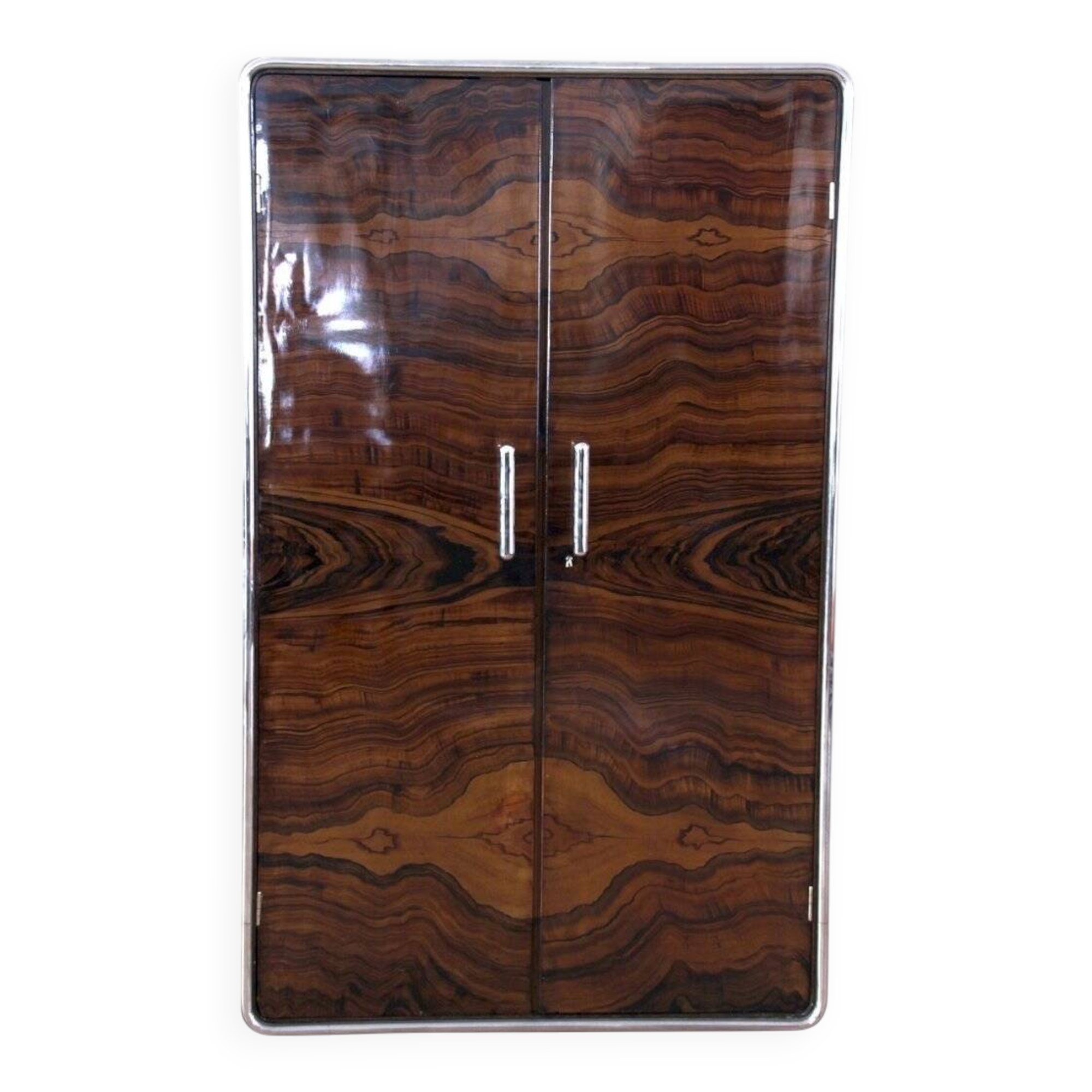 Bauhaus Wardrobe in Palisander Optic, Steel Tube and Chrome, Germany, 1930s