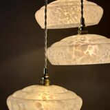 Vintage triple suspension lampshade in Clichy glass bench