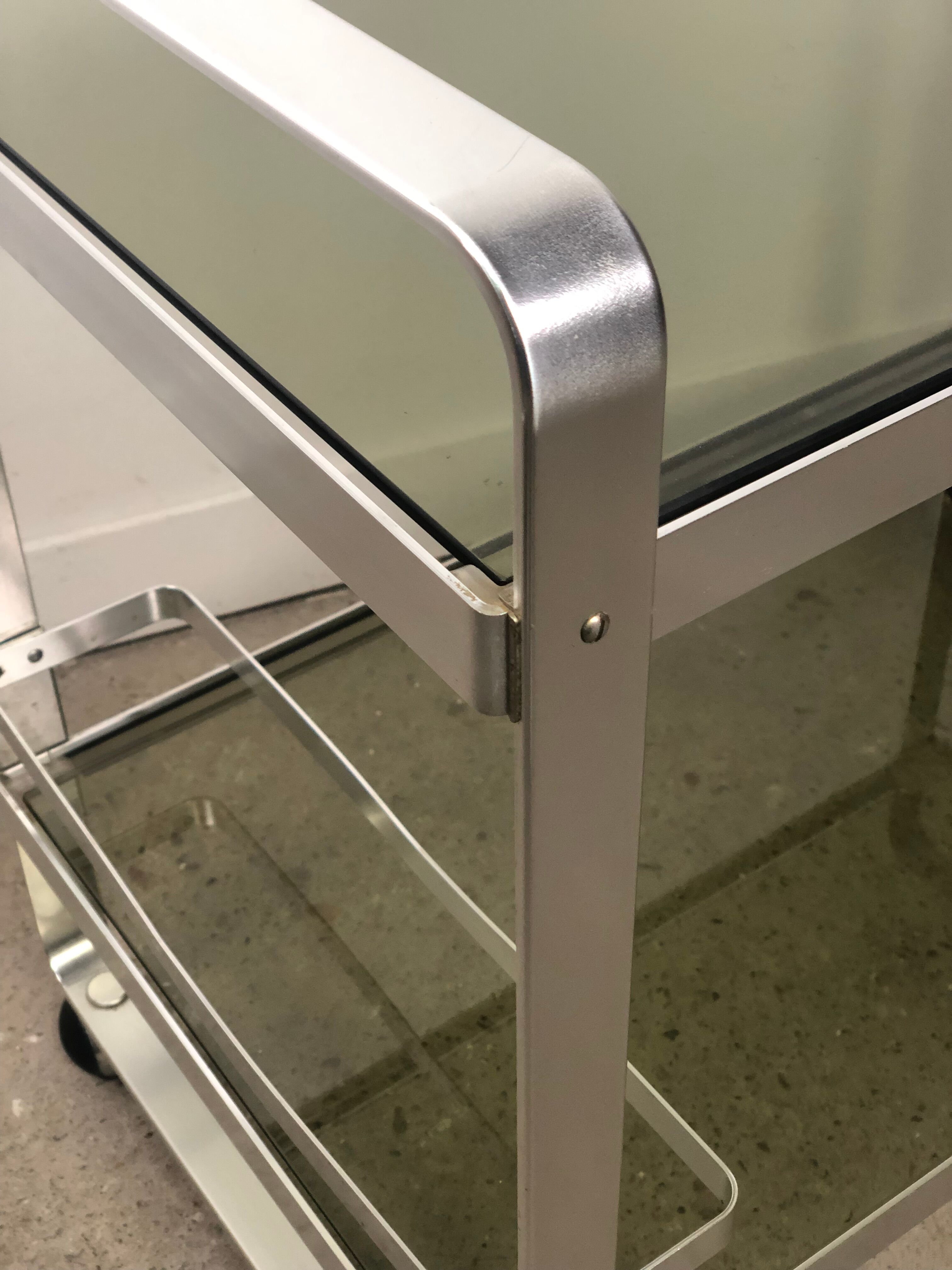 Rolling table in italian vintage aluminum by Martini and Rossi 1970