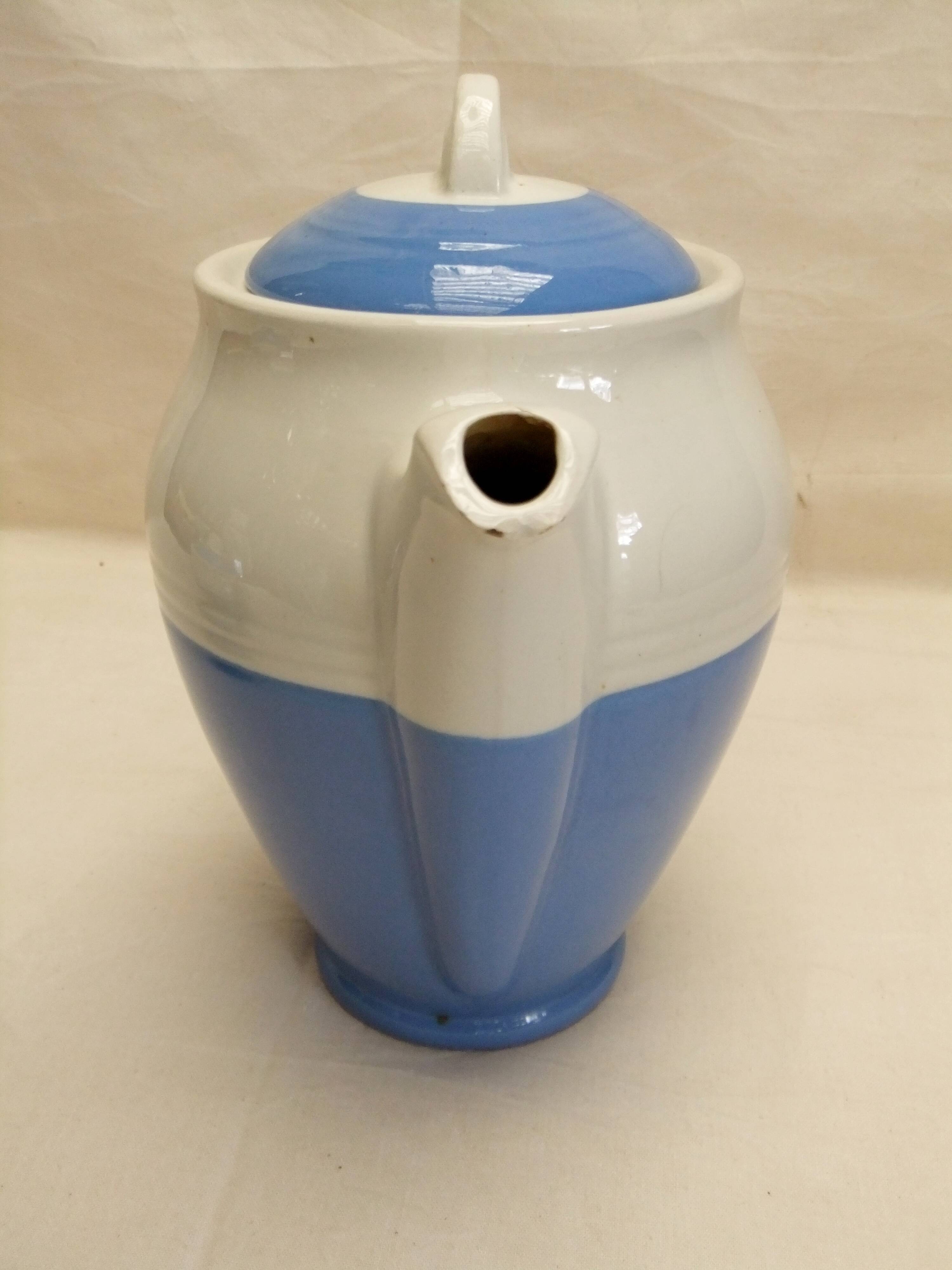 Vintage Ceranord coffee service pot coffee maker sugar bowl blue white