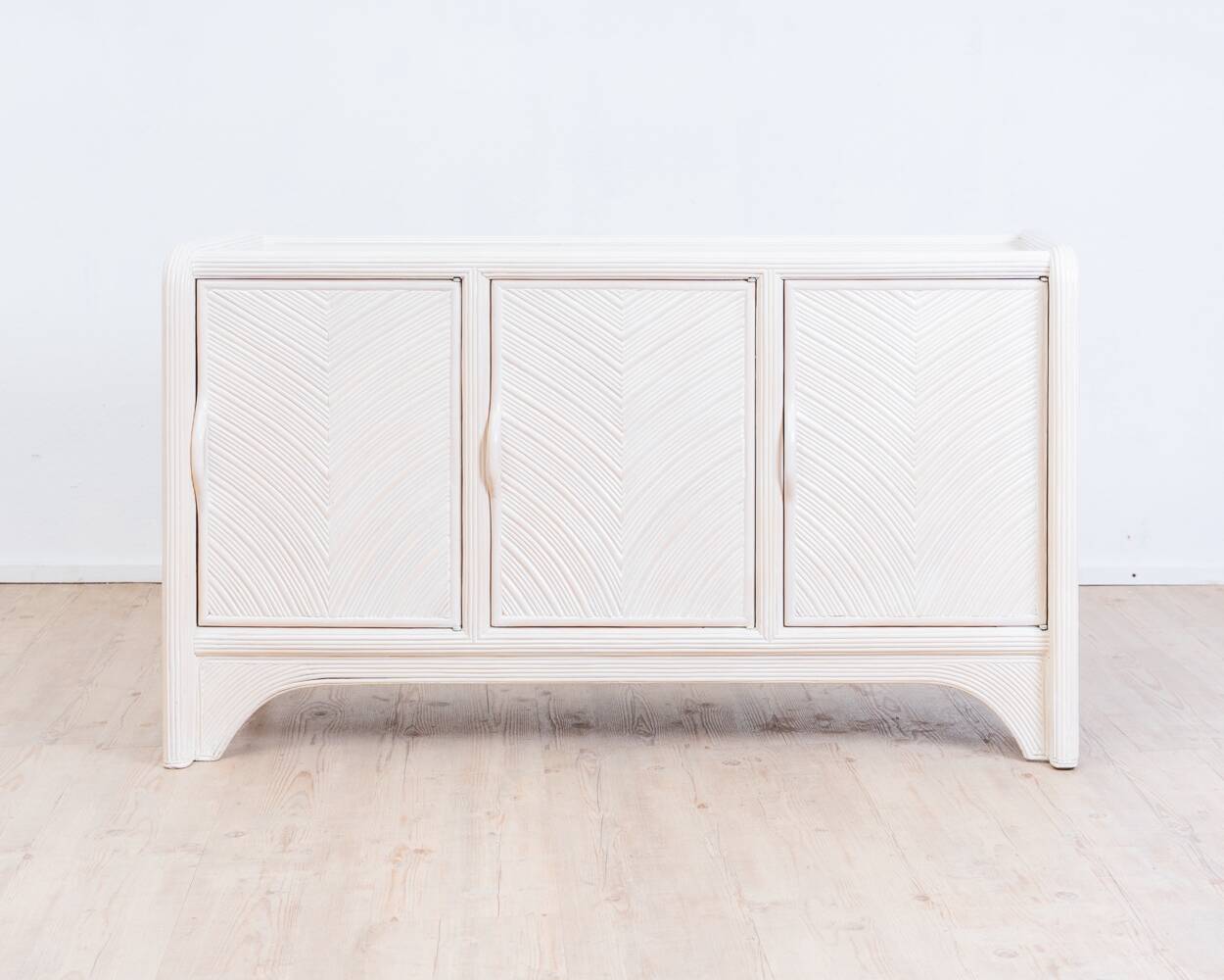 Enfilade Mid-Century Pencil Reed / en rotin, costal design des années 80.
