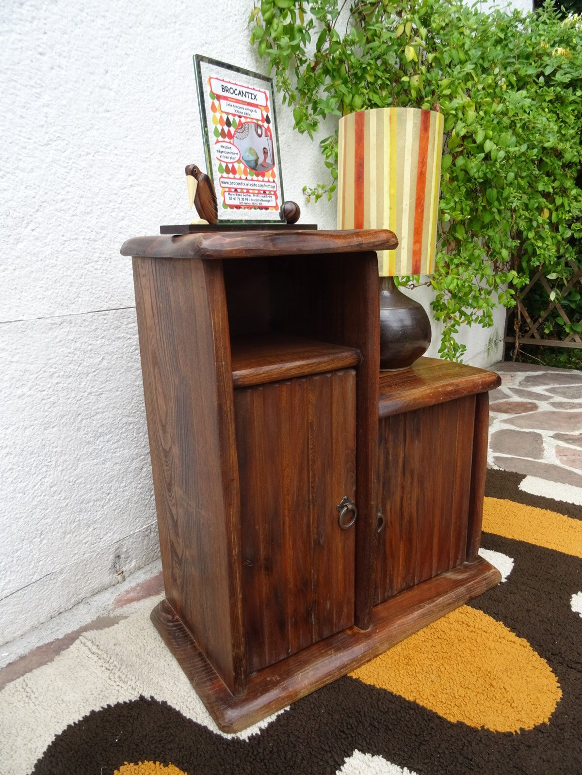 Asymmetrical brutalist furniture in solid elm