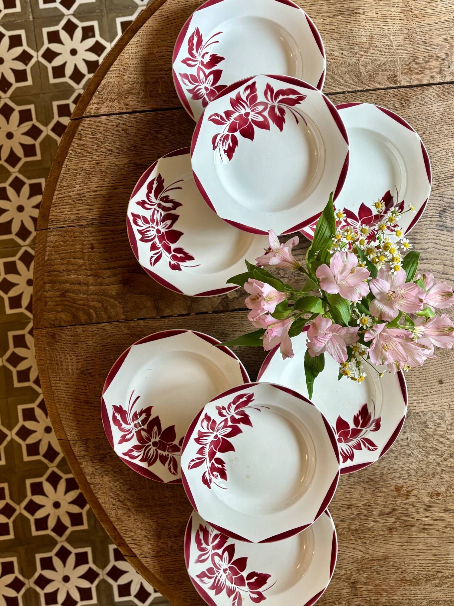 Lot de 8 assiettes creuses vintage, Jacky de Digoin