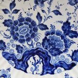 Plated flowery dish ribbed 35 cm in diameter