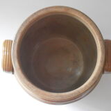 Vase pot en grès biche marron