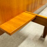 Scandinavian teak bed 1960 140x190 with table and light