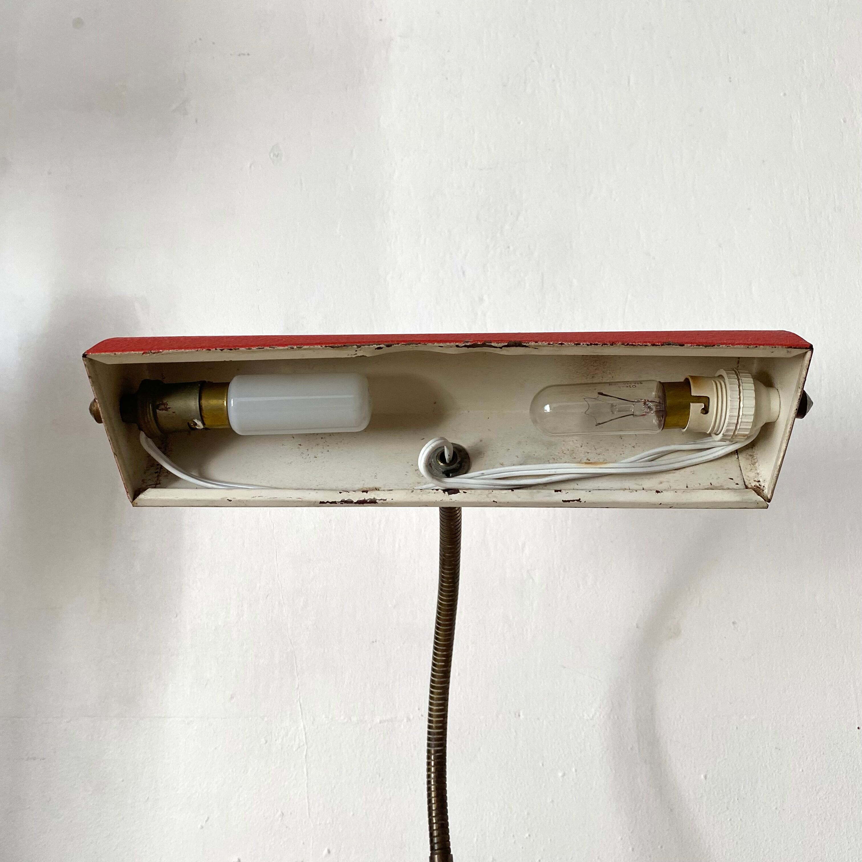 Desk lamp with flexible brass arm, 1950s