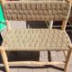 Moroccan Wooden Bench with Palm Leaf Cord Entryway and Living Room Boh