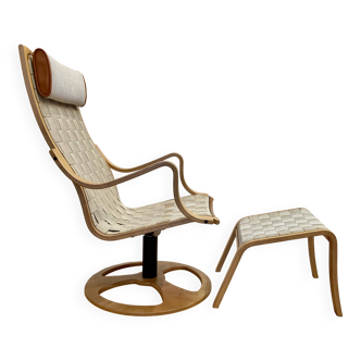 Swivel armchair and its ottoman "scandinavian design".