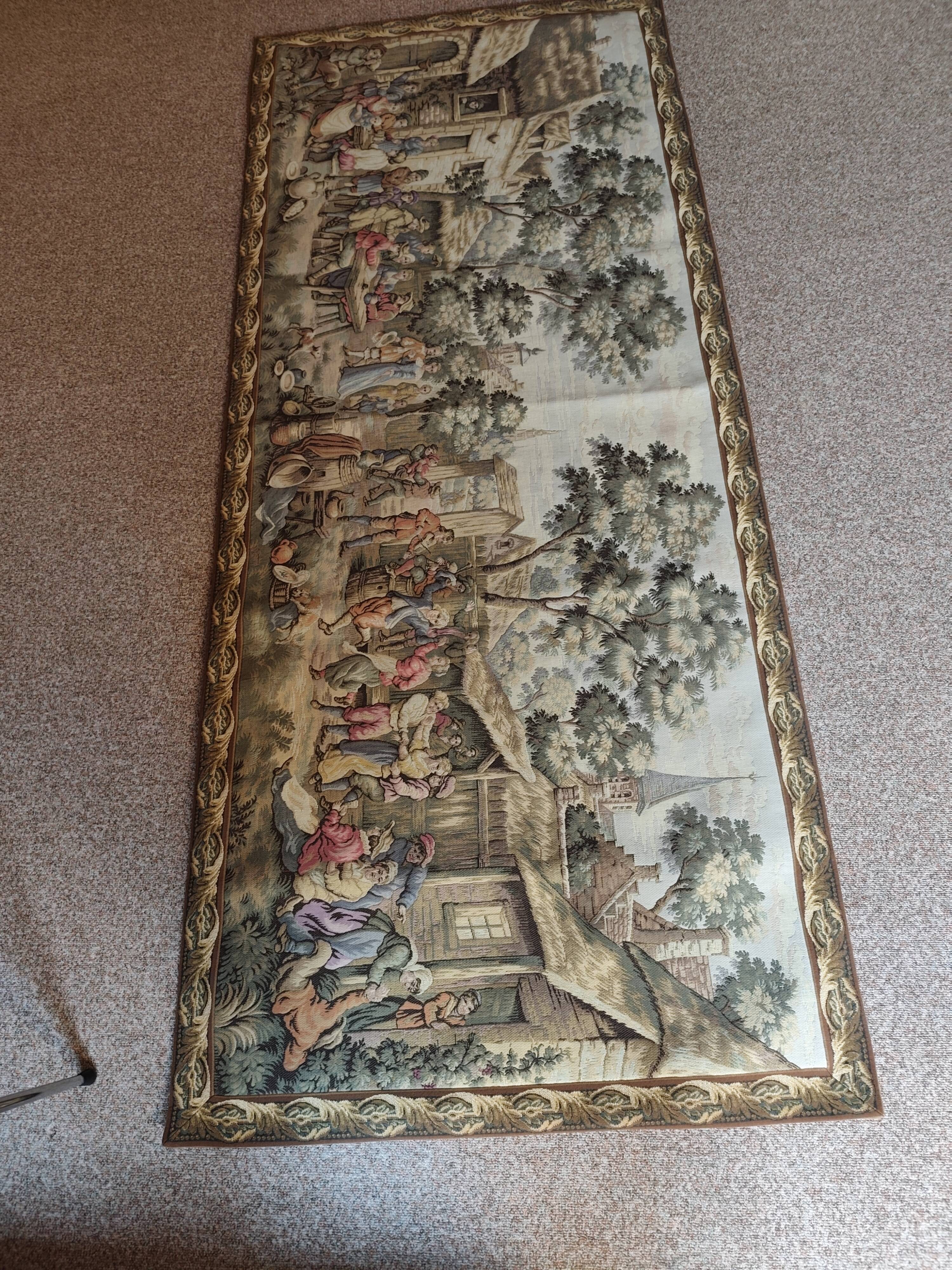 Gobelins tapestry Village festival scene in excellent condition