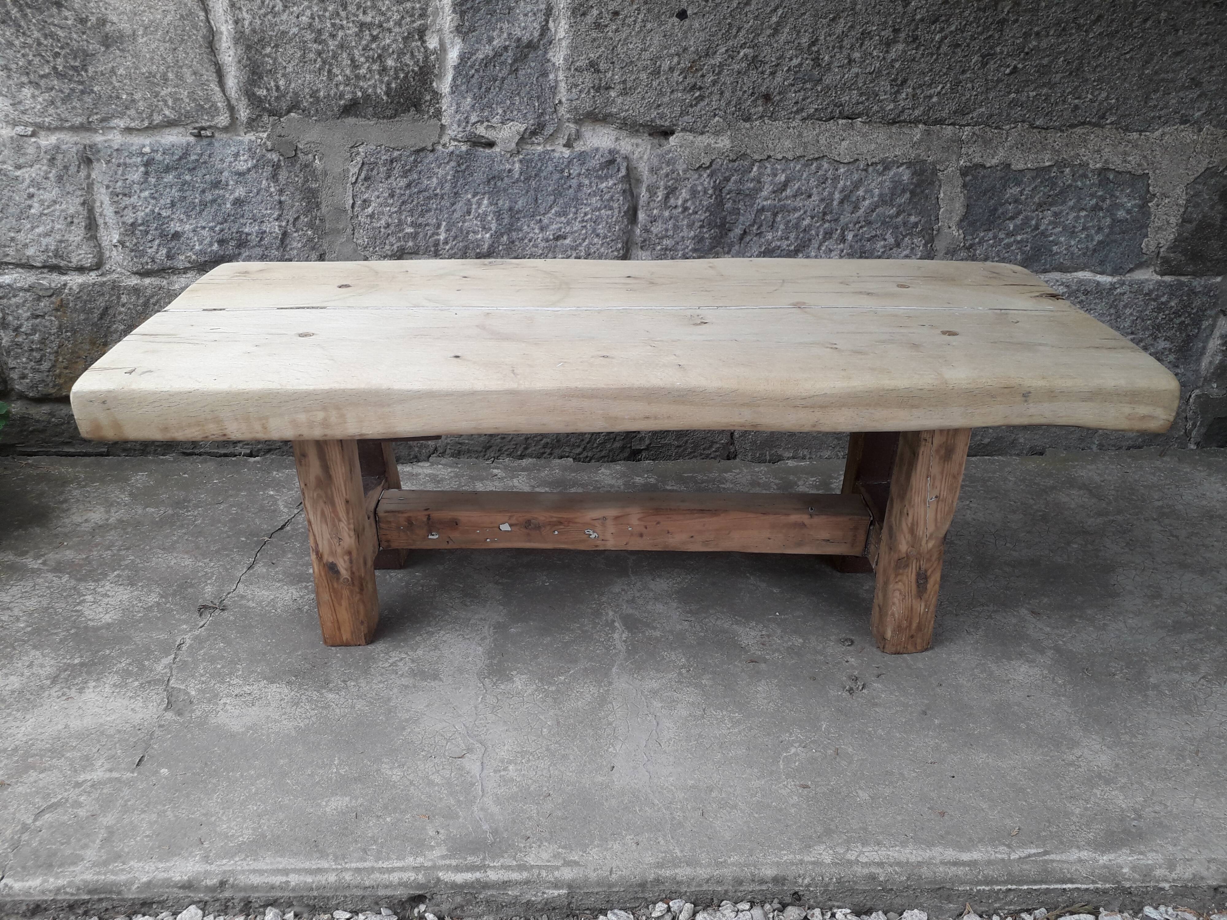 Brutalist solid oak coffee table