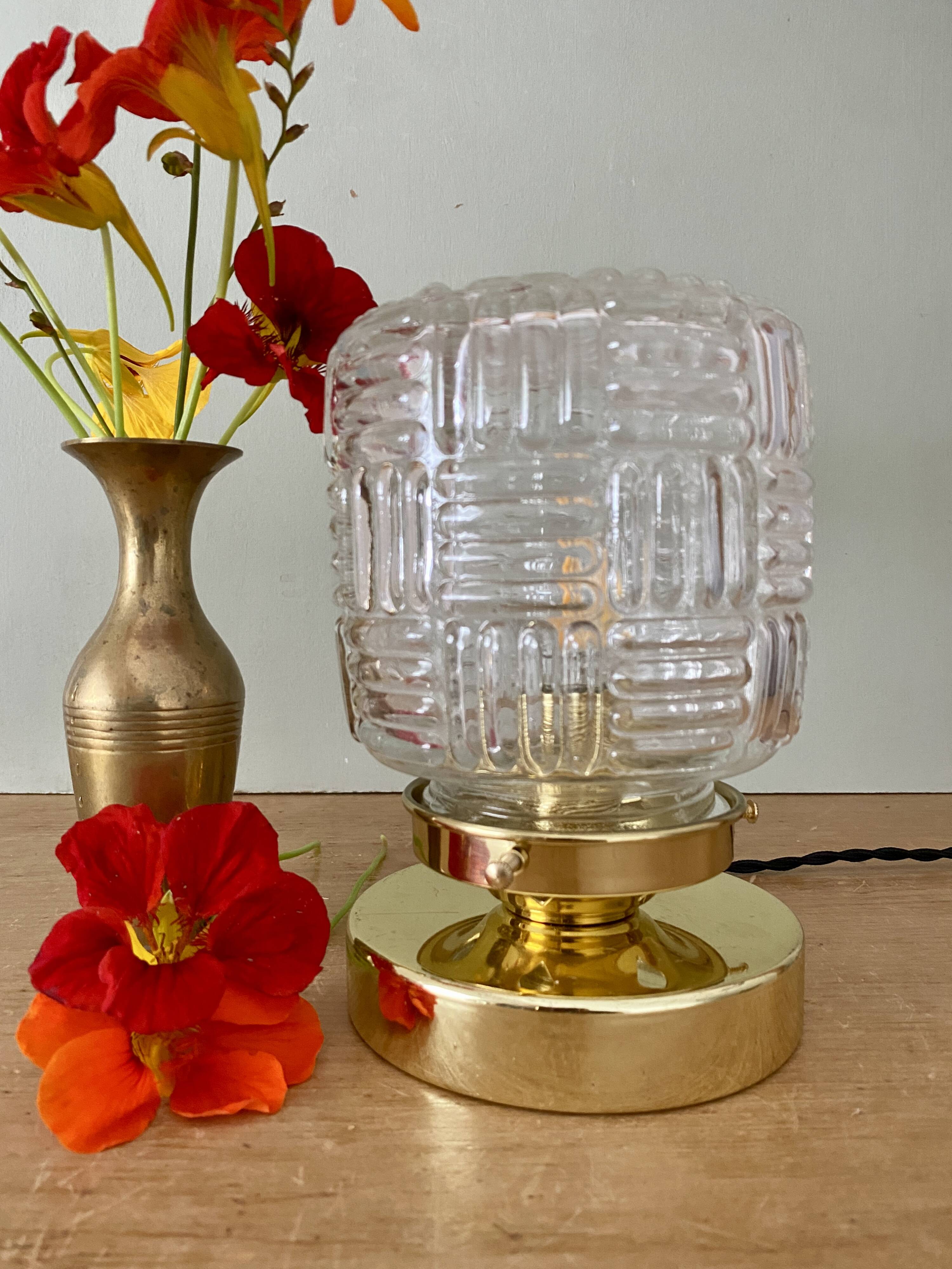 Vintage glass globe table lamp