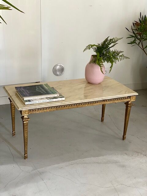 Marble and bronze coffee table