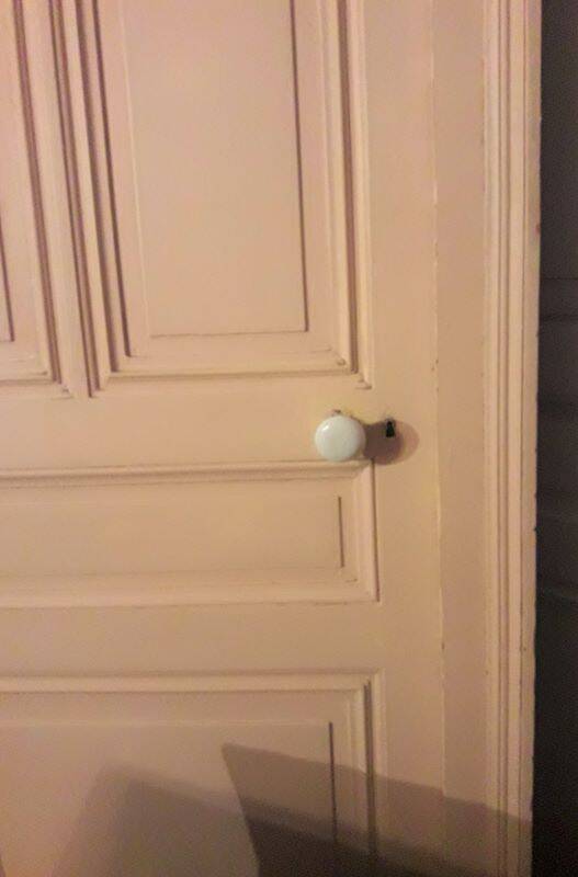 Old Haussmannian door 83x219.5cm with glazed transom frame.