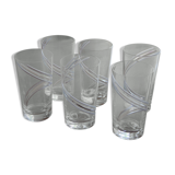 Set de 6 grands verres en cristal gravé signés