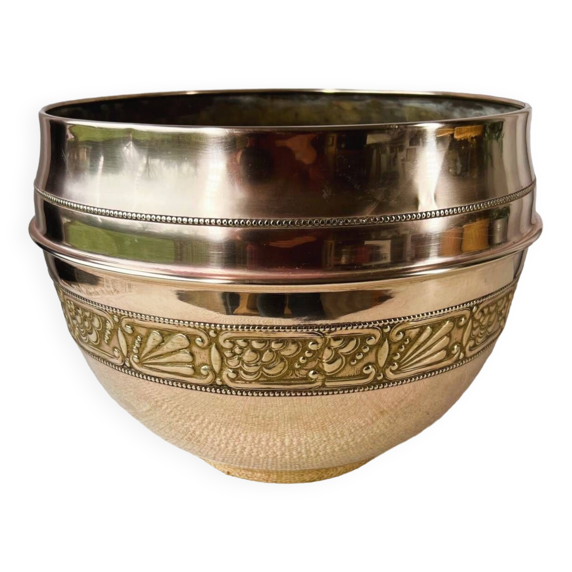 Large vintage brass planter