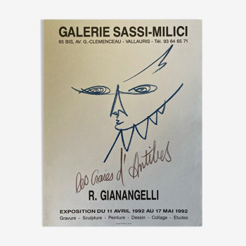 Affiche de Gianangelli pour la Galerie Sassi-Milicci à Vallauris en 1992