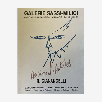 Poster by Gianangelli for the Sassi-Milicci Gallery in Vallauris in 1992
