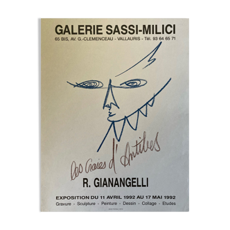 Affiche de Gianangelli pour la Galerie Sassi-Milicci à Vallauris en 1992