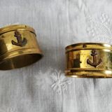Pair of old towel rings "marine anchor" brass