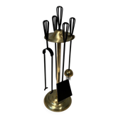 Nécessaire de Feu Design en Métal Laqué Noir et Laiton Poli. France. Vers 1