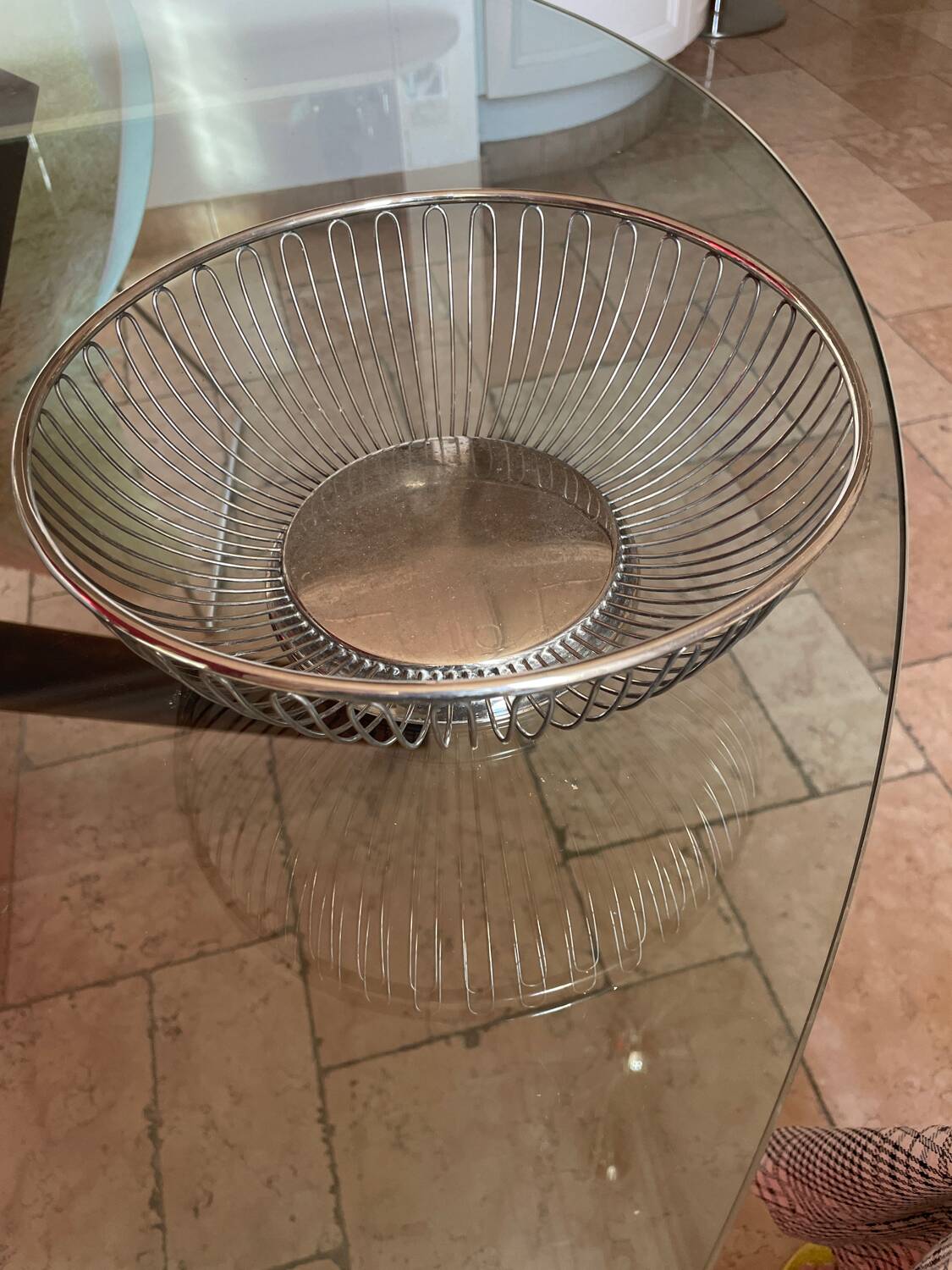 Silver metal fruit basket