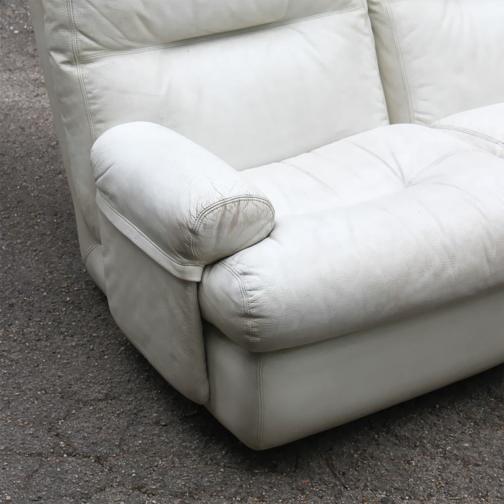 Ligne Roset white leather sofa