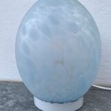 Lampe oeuf Domec Luminaires, en verre bleu moucheté, 1970