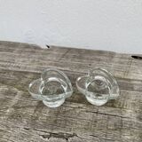 Pair of vintage glass heart candle holders