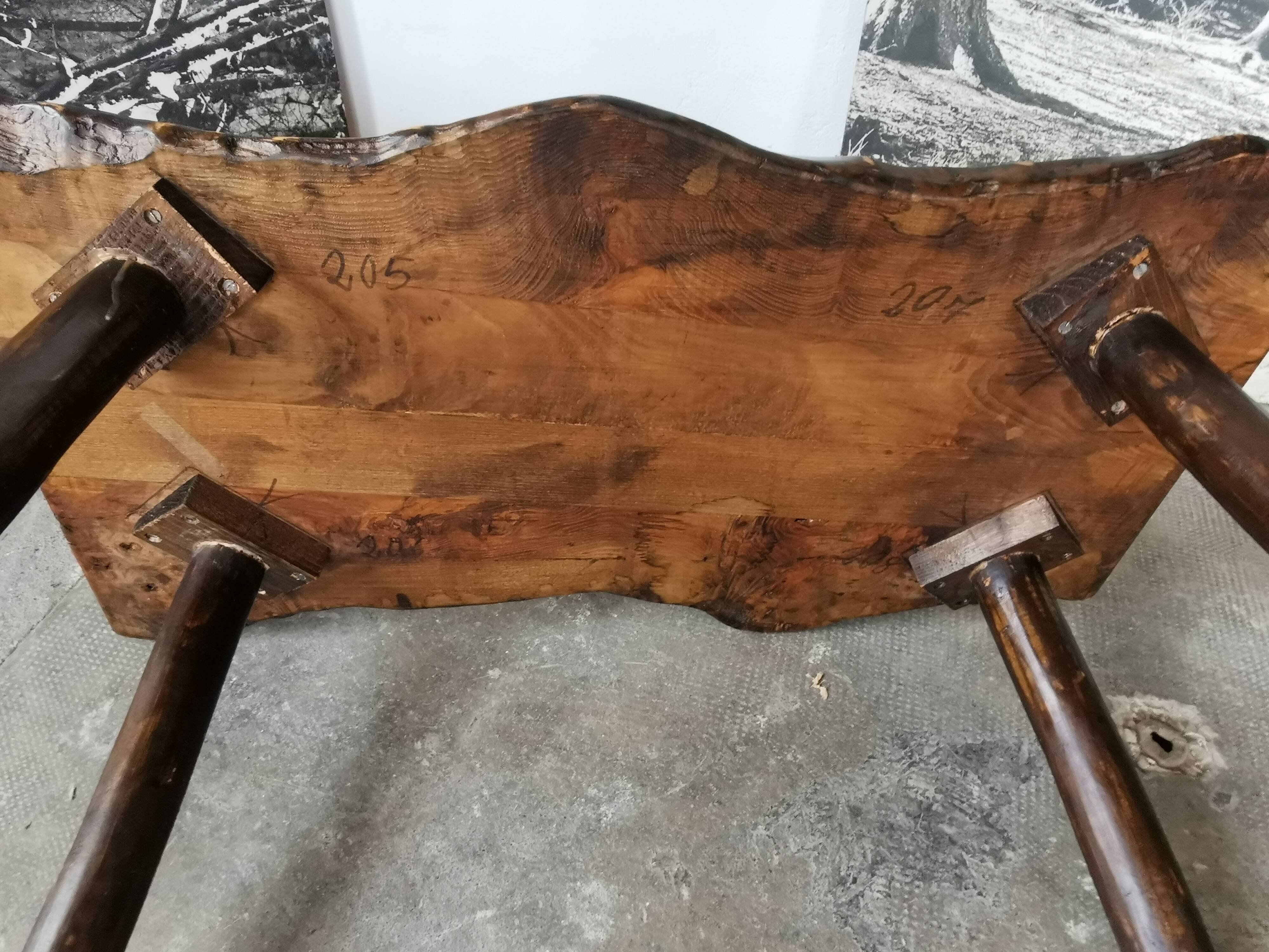 Brutalist, primitive wooden coffee table.