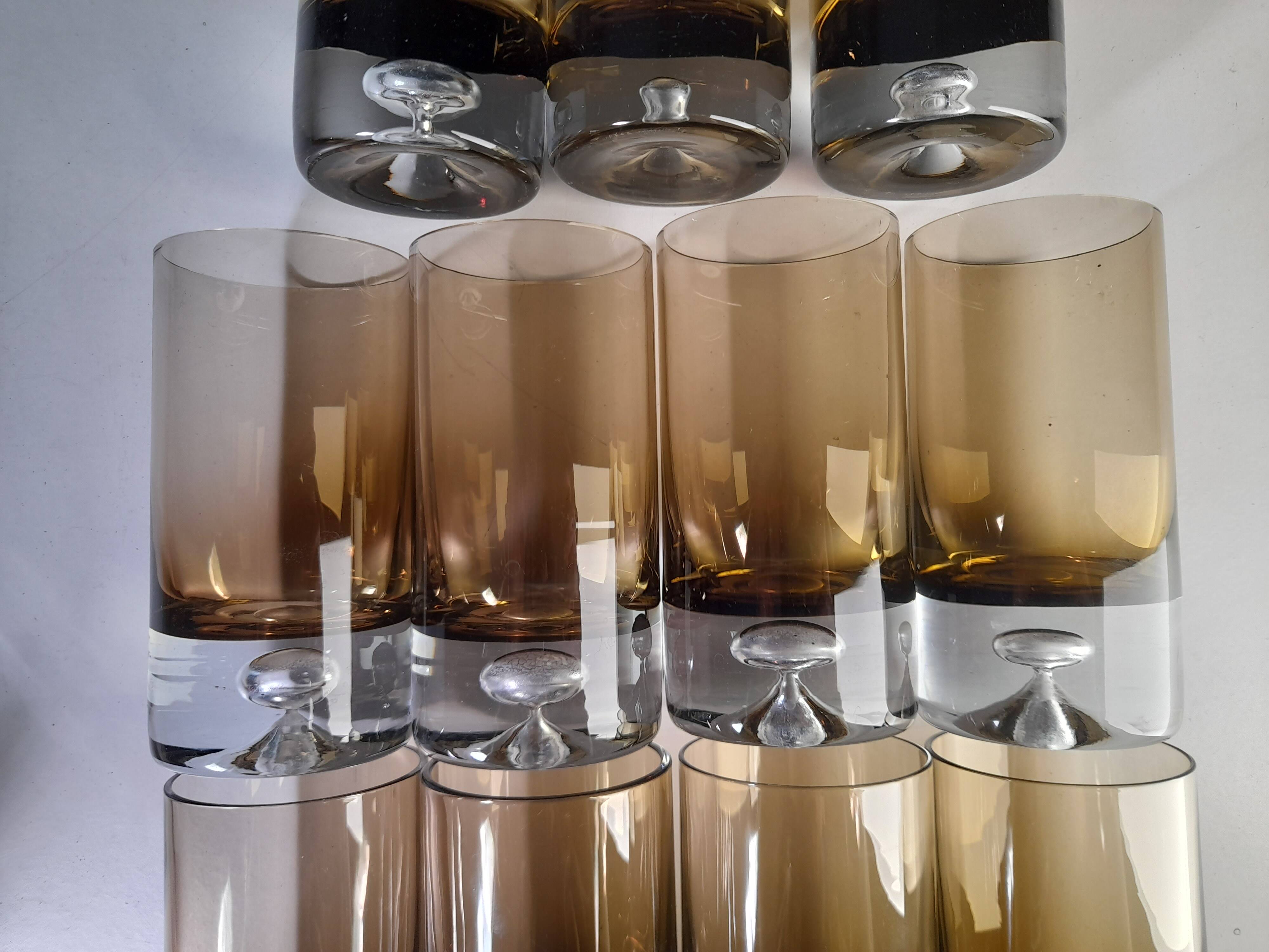 Set of 11 glasses, design by Roland Pösch Gral Glas, vintage 70s.