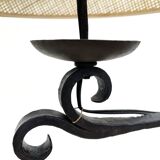 Wrought iron and cane floor lamp, 1970