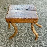 Solid wood stool in brutalist style