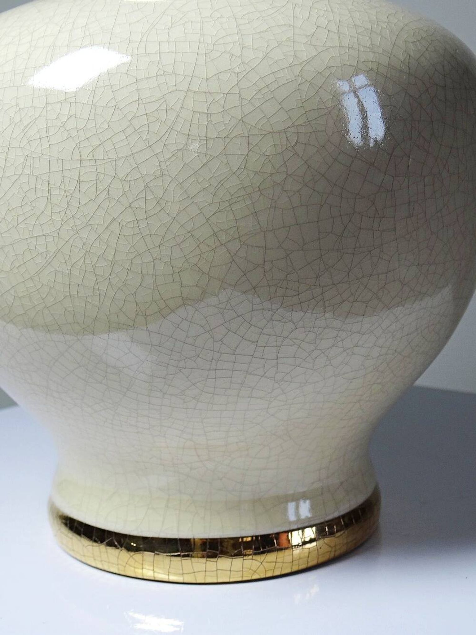 Cracked earthenware lamp Le Dauphin "Dynasty" Panama vintage 80s-90s