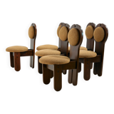 Chaise en pin hongrois par Mária Szedleczky, Set de 6
