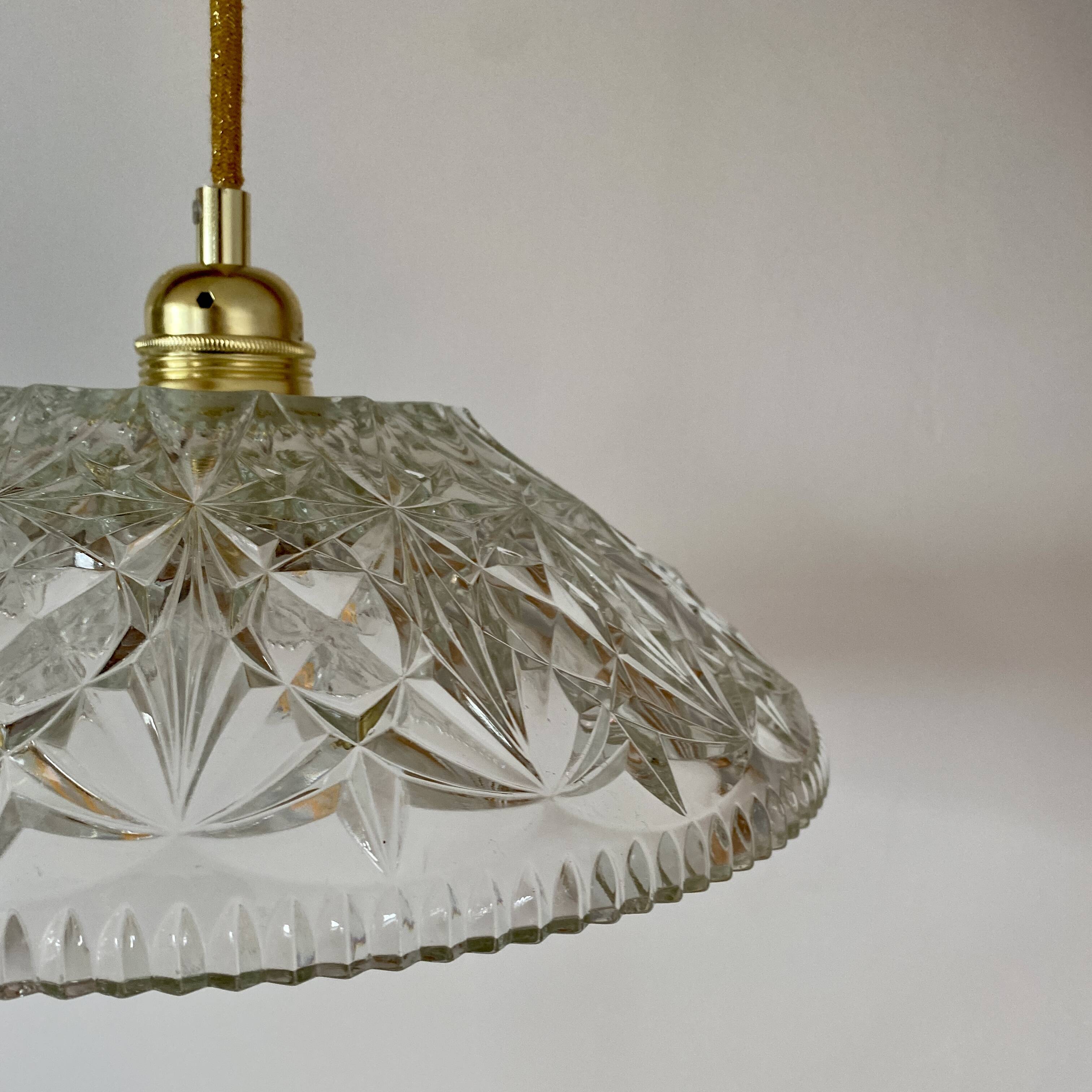 Vintage glass lampshade pendant light - tableware collection -