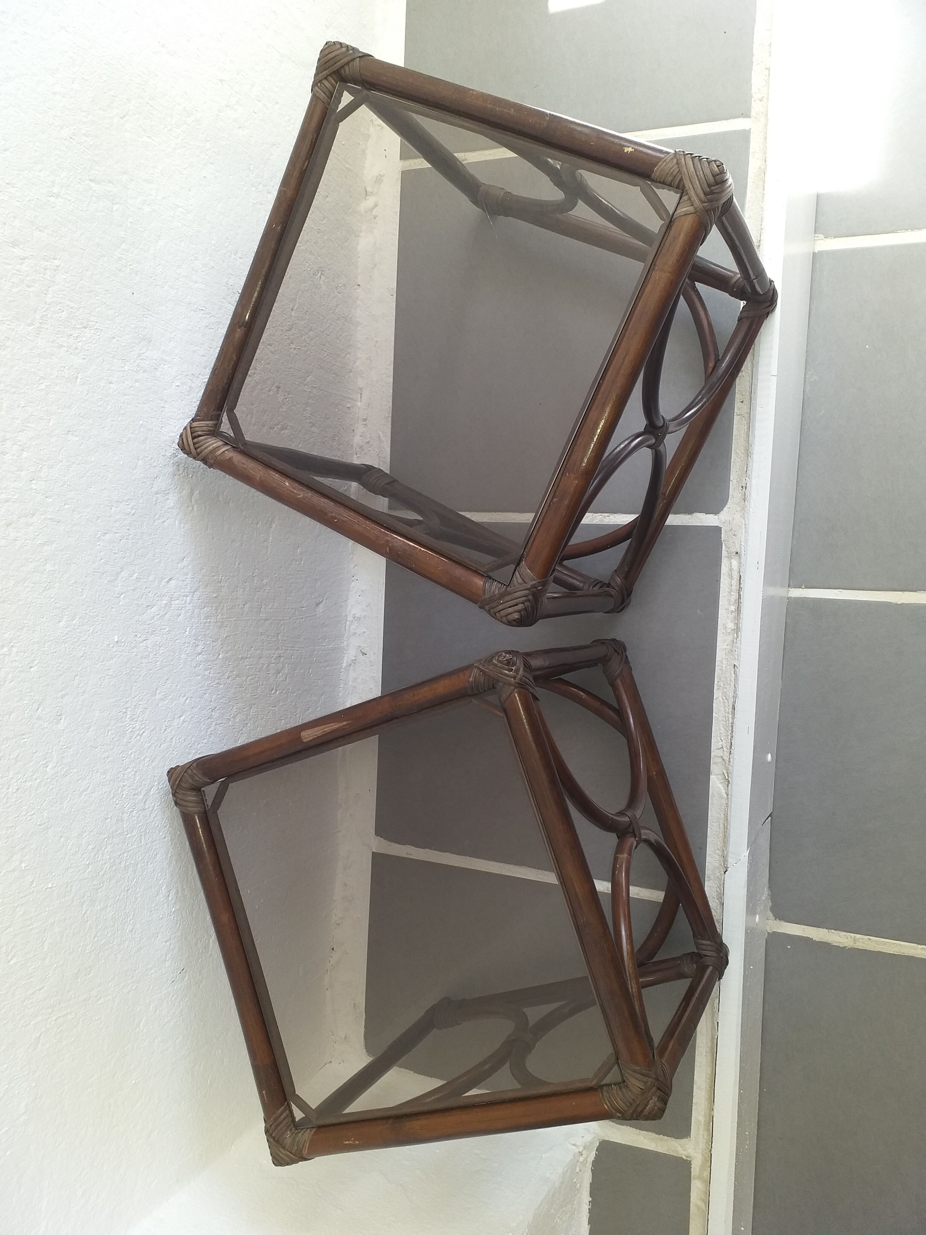 Rattan bedside tables