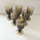 6 vintage glass foot glasses in smoked bullé from Biot