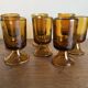 set of 7 tulip foot roller glasses Ibiza 1970 in large irregular glass