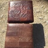 Two leather and metal stools Denmark 60s
