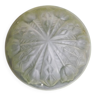 French Art Deco White Pate De Verre Platformer With Abstract Tulip Design 5145