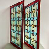 Pair of 1900 polychrome stained glass windows