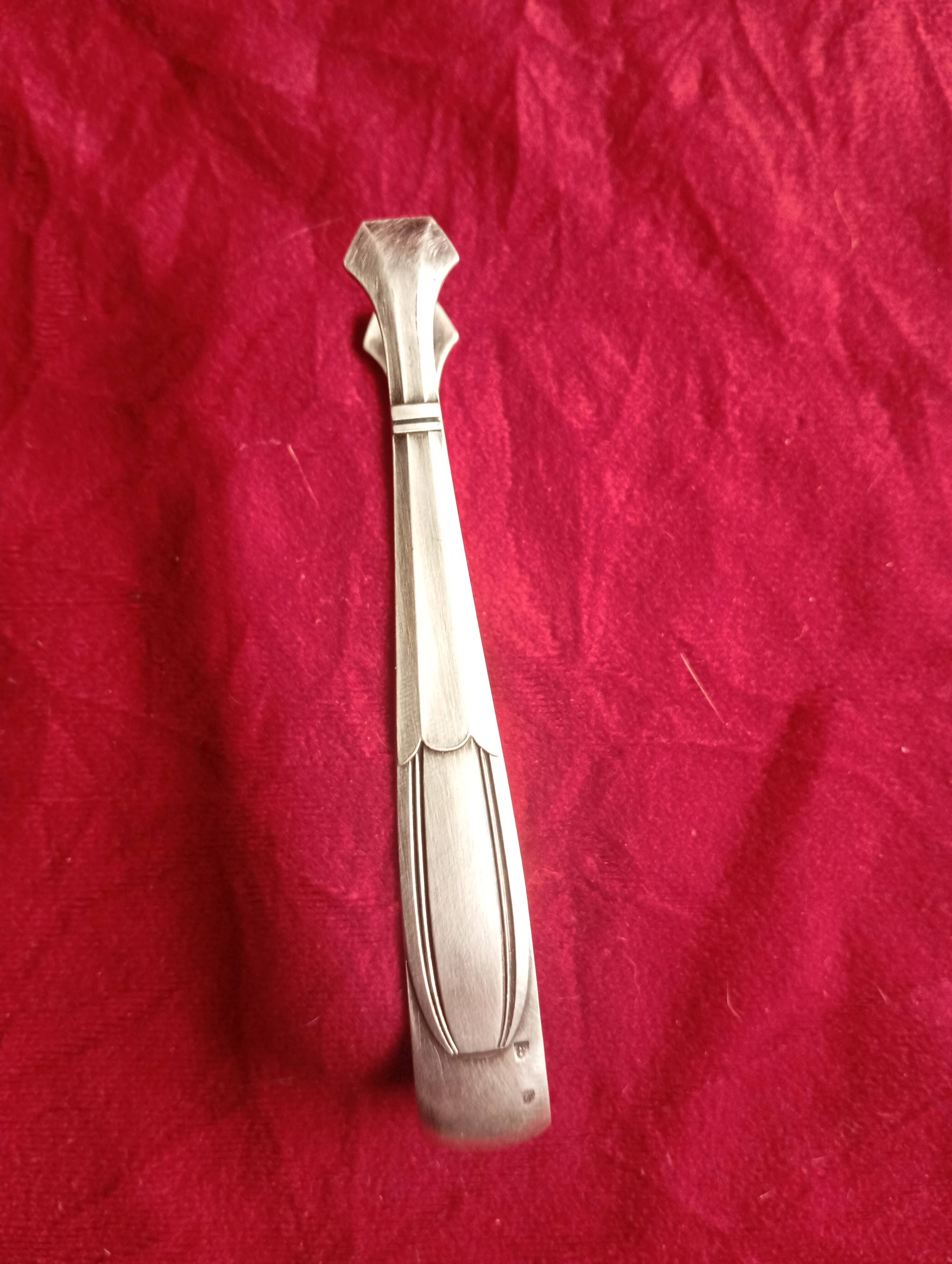 “art deco” silver metal sugar tongs